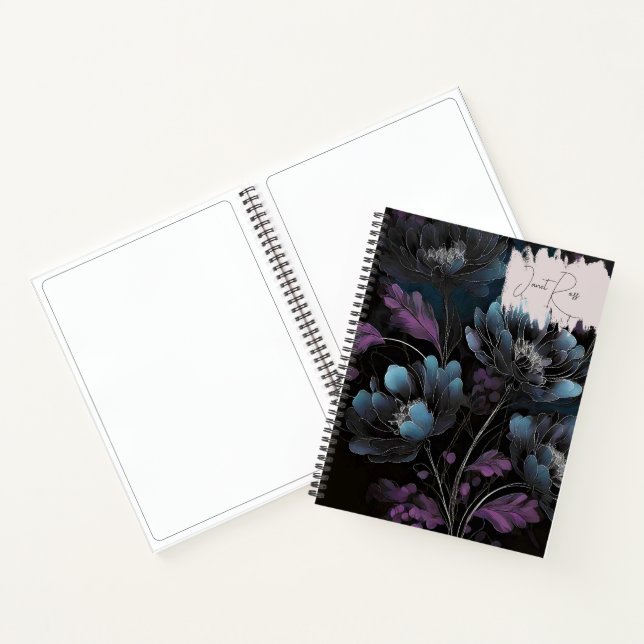 Dark floral Personalised sketchbook Notebook (Inside)