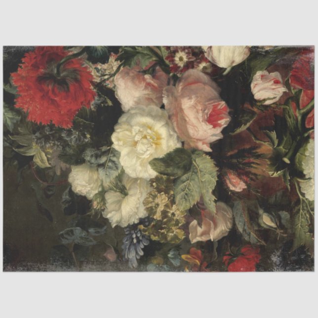 Dark Floral Print Decoupage Tissue Paper (Front)