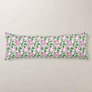 Dark Floral Seamless Pattern Pink Flowers Green Le Body Cushion