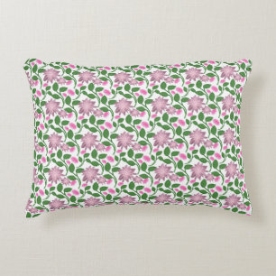 Dark Floral Seamless Pattern Pink Flowers Green Le Decorative Cushion