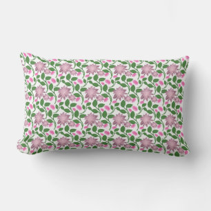 Dark Floral Seamless Pattern Pink Flowers Green Le Lumbar Cushion