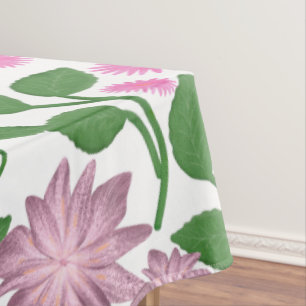 Dark Floral Seamless Pattern Pink Flowers Green Le Tablecloth