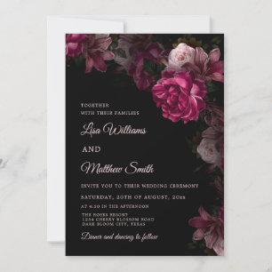 Dark Floral Transparent Wedding Acrylic Invitation