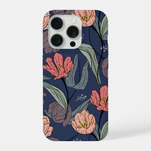 Dark Floral Tulip Pattern Phone Case