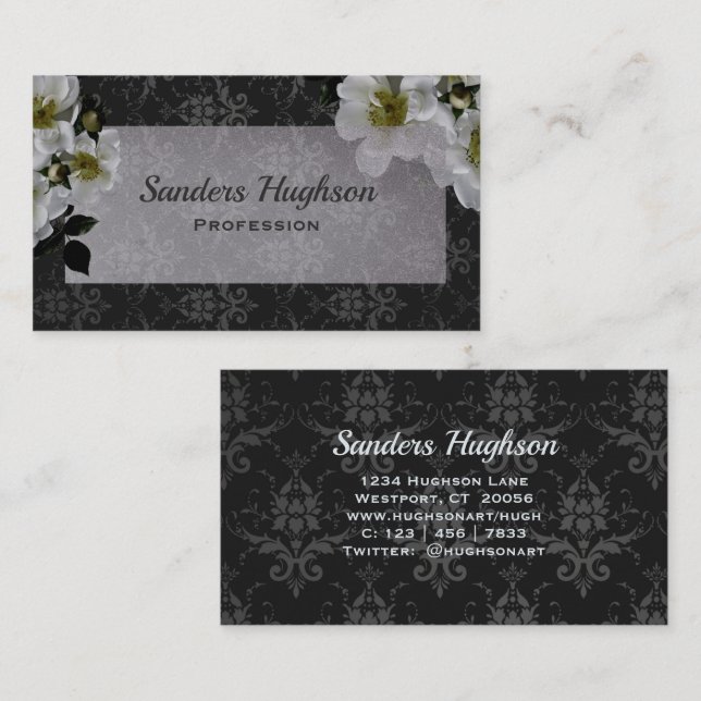 Dark Floral Vintage Goth  Business Card (Front/Back)
