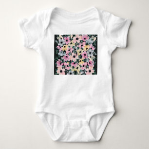 Dark floral watercolor: beautiful print. baby bodysuit
