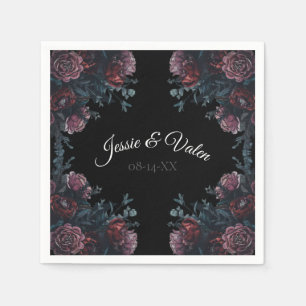 Dark Floral Wedding Gothic Black Elegant Napkin