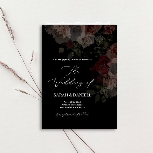Dark Floral Wedding invitation (Creator Uploaded)