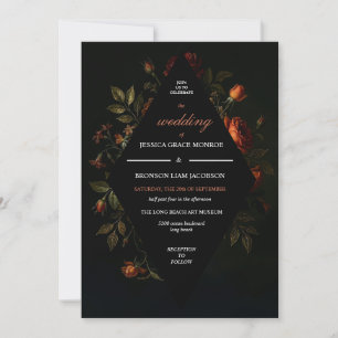 Dark Floral Wedding Invitation Vintage Style
