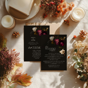 Dark Floral Wedding Program Elegant Burgundy Programme