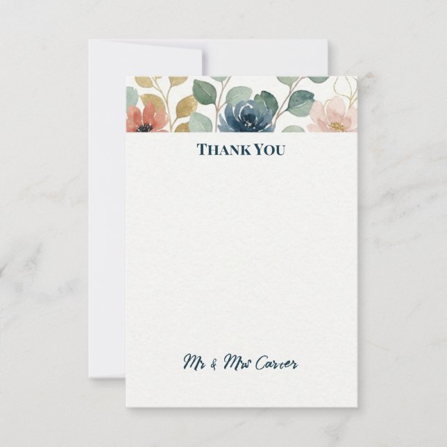 Dark Floral Wedding Thank You Card (Front)