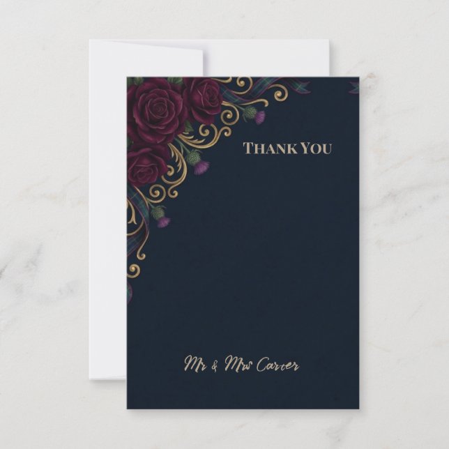 Dark Floral Wedding Thank You Card (Front)