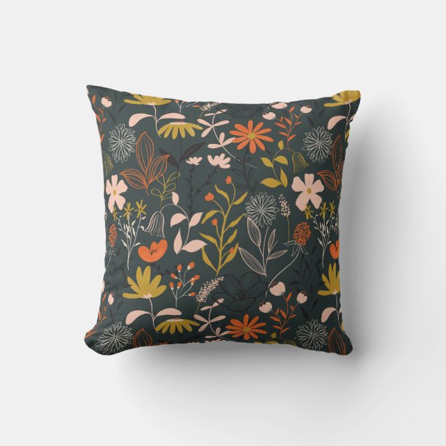 Dark Florals Cushion (Front)