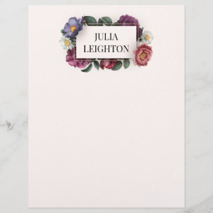 Dark Florals Custom Letterhead