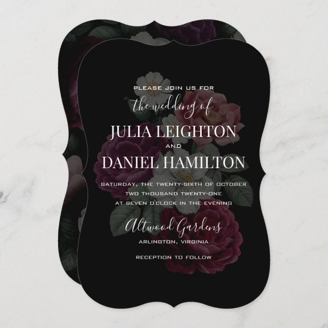 Dark Florals Invitation (Front/Back)
