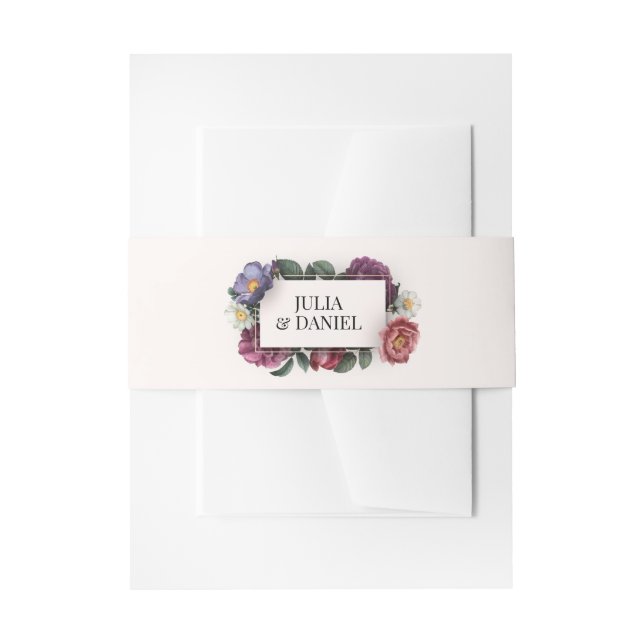Dark Florals Invitation Belly Band (Front Example)