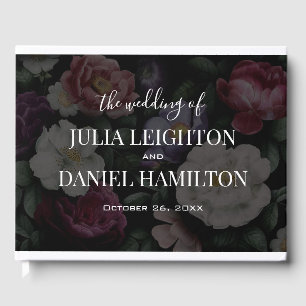 Dark Florals Modern Wedding Invitation Guest Book