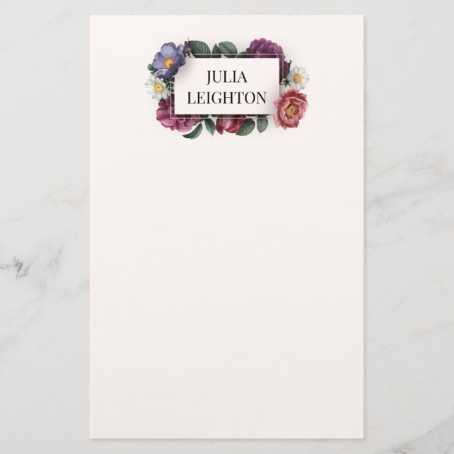 Dark Florals Stationery (Front)