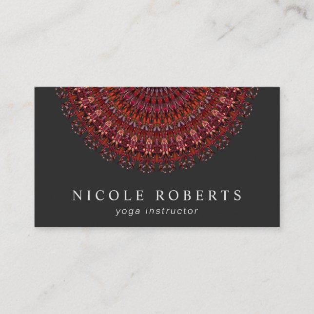 Dark Flower Garden Mandala Business Card (Front)