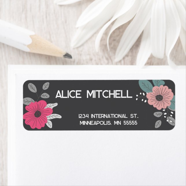 Dark Flower Return Address Label (Insitu)