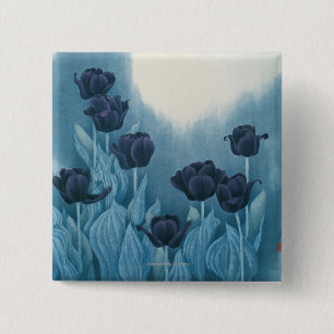 Dark Flowers 15 Cm Square Badge