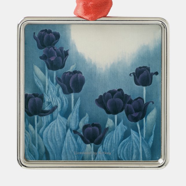 Dark Flowers Metal Tree Decoration (Front)