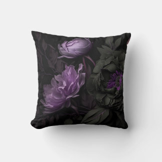 Dark flowers Throw Pillow