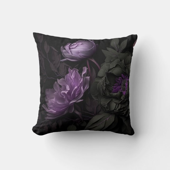 Dark flowers Throw Pillow (Front)
