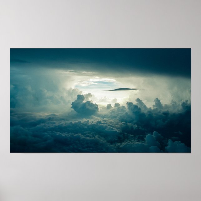 Dark Fluffy Clouds Aerial View Poster (Front)