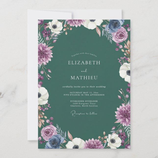 Dark Forest Anemone Wedding Invitation (Front)