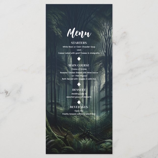 Dark Forest at Twilight Wedding Birthday Menu (Front)