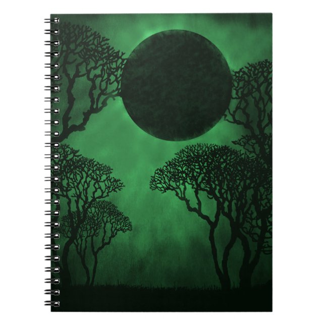 Dark Forest Eclipse Notebook, Green Spiral Notebook (Front)