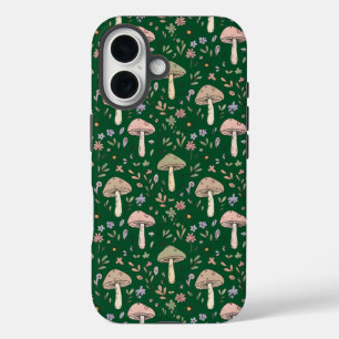 Dark Forest Emerald Fungi Seamless Forestcore iPhone 16 Case