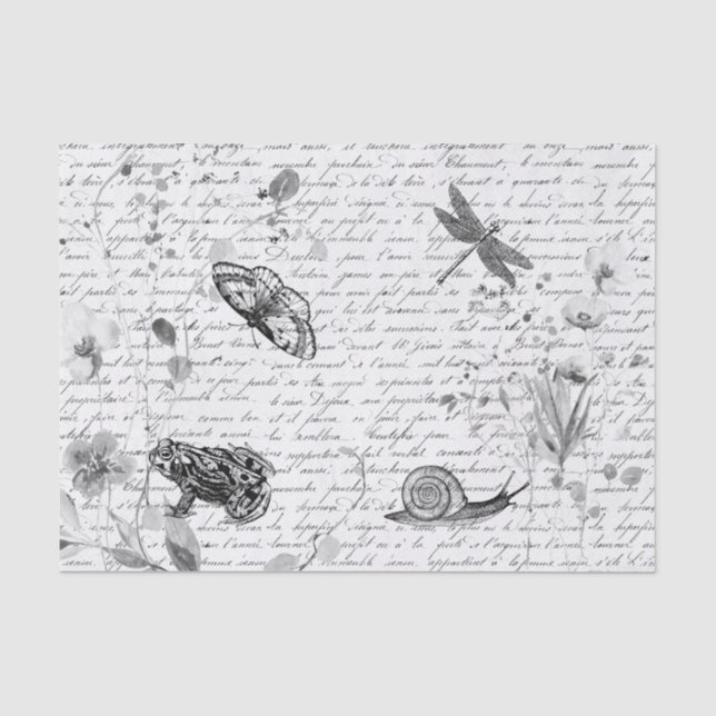 Dark Forest Frog Wild Flower Decoupage  Tissue Paper (Front)