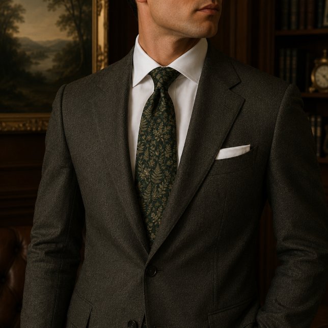 Dark Forest Green Botanical Fern Tie (Creator Uploaded)