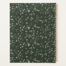 Dark Forest Green Ditsy Botanical Leaf Pattern