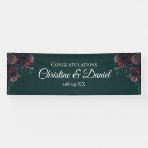 Dark Forest Green Elegant Wedding Maroon Mauve Banner