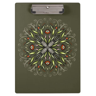 Dark Forest Green Goblincore Mushroom Eyes Trippy Clipboard