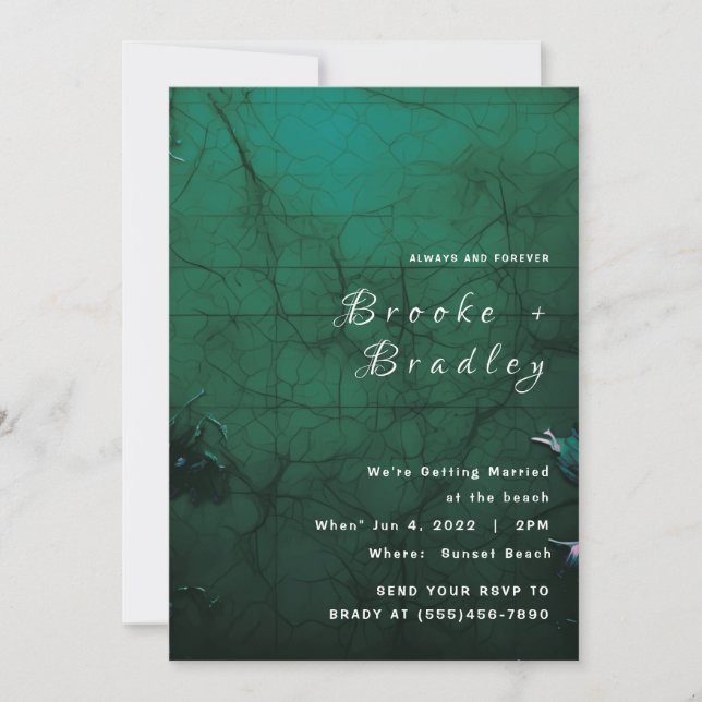 Dark & Forest Green Gothic Wedding Invitation (Front)