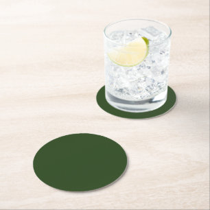 Dark Forest Green Round Paper Coaster