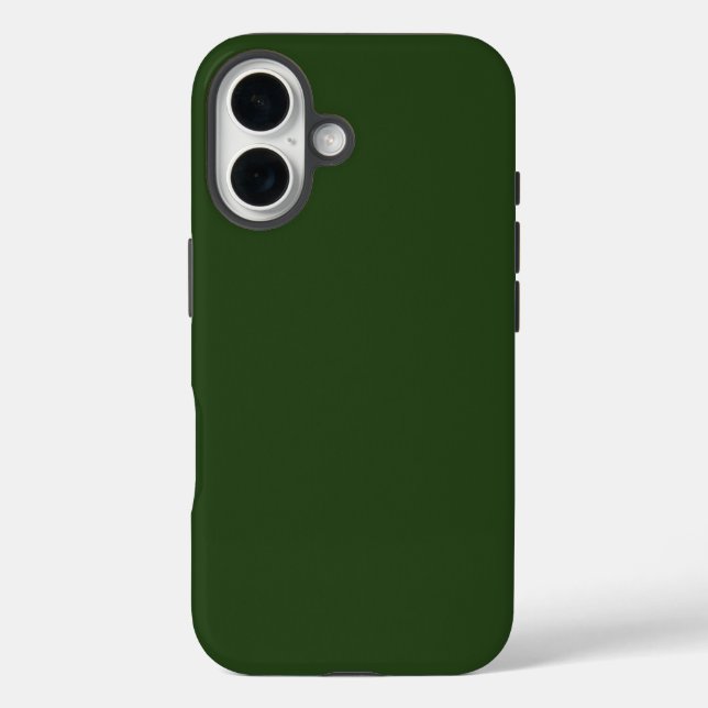 Dark Forest Green Tough iPhone 16 Case (Back)