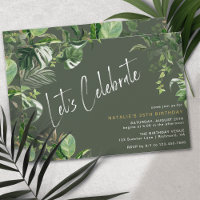 Dark Forest Green Tropical Theme Any Age Birthday