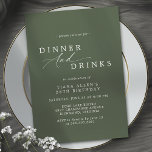 Dark Forest Green | Typography Birthday Dinner Invitation<br><div class="desc">Simple and elegant birthday dinner invitations that can be changed to any age. Text reads: "please join us for dinner and drinks" with a calligraphy script. White font on a contrasting dark green background.</div>