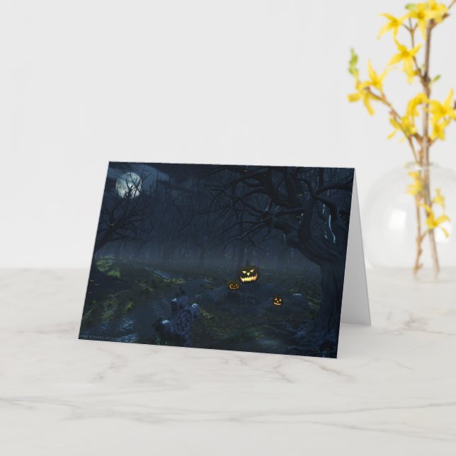 Dark Forest Halloween Card (Yellow Flower)