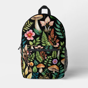 Dark Forest Mushroom Woodland Art Printed Backpack