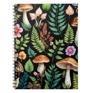 Dark Forest Mushroom Woodland Pattern Art Notebook