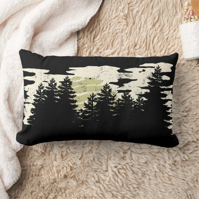 Dark Forest Nature Winter Vintage Lumbar Cushion (Blanket)