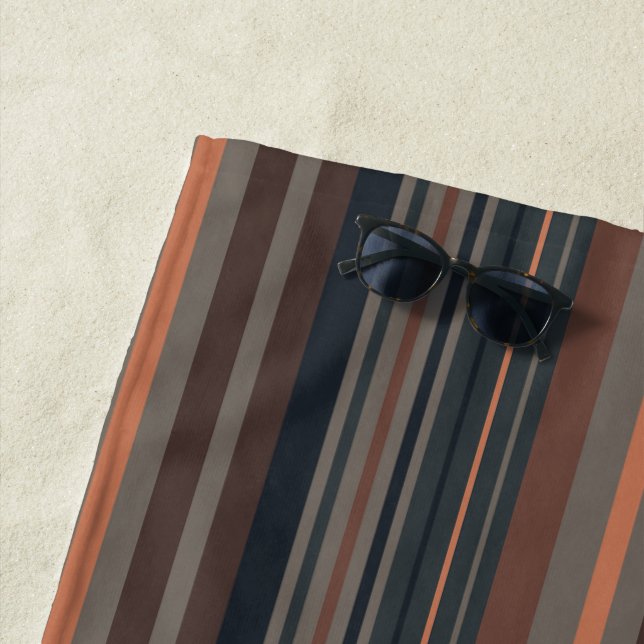 Dark Forest Woodlands Stripes Design  Beach Towel (In Situ)