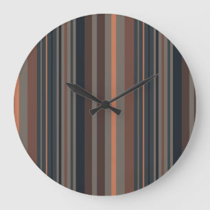 Dark Forest Woodlands Stripes Design  Large Clock