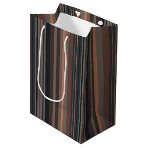 Dark Forest Woodlands Stripes Design Medium Gift Bag